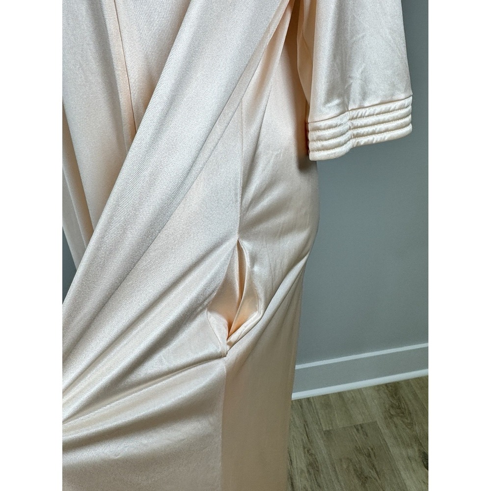 Vintage Vanity Fair Peach Nylon Zip Front House Coat Robe Lounge Dress Size L - Picture 5 of 13